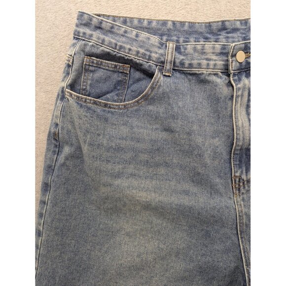 Cider Jeans Womens 3XL Blue Light Wash Wide Leg Cropped High Rise Denim Zip Fly - Picture 2 of 14